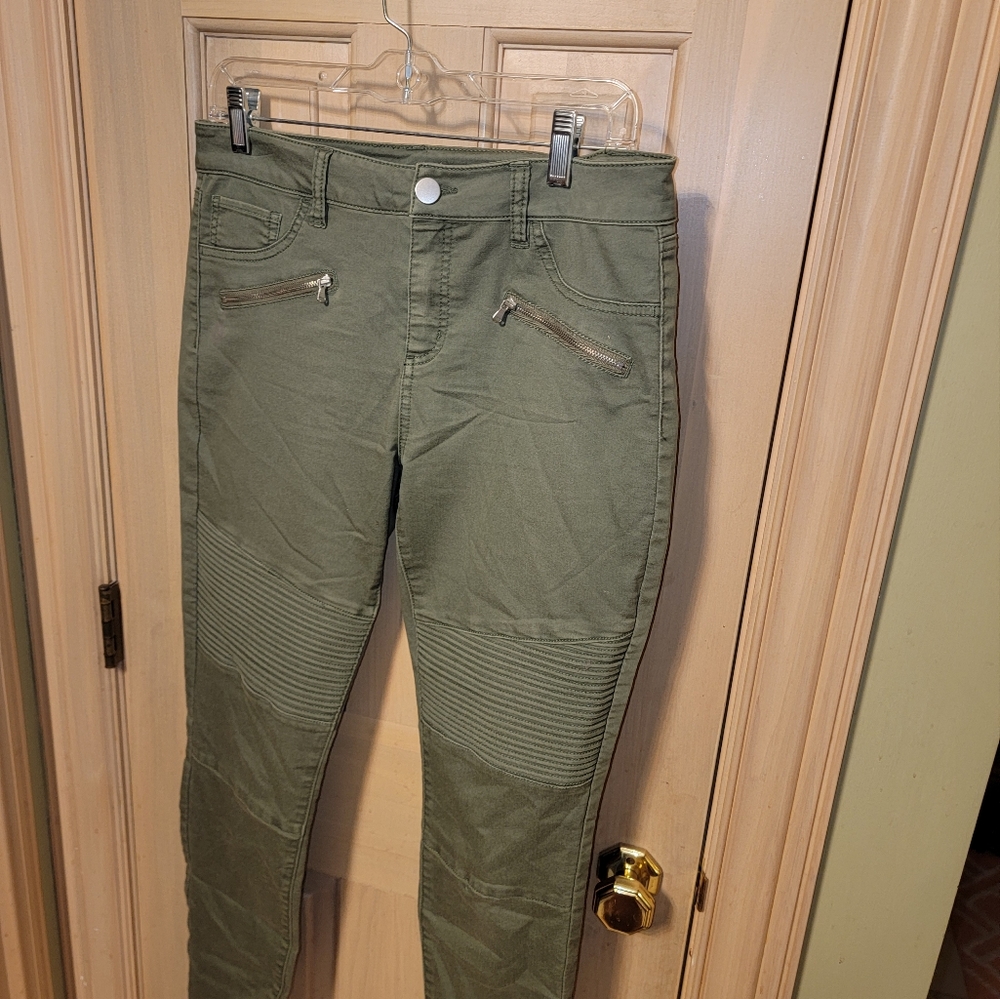 Misses sz 8 Harper Olive Green pants with zippers and ribbing Skinny - Picture 6 of 8